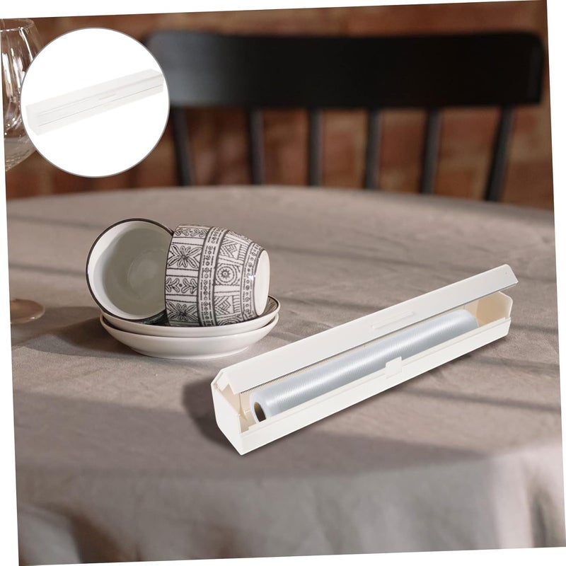 STOBOK Plastic Film Cutter - Cling Wrap Dispenser with Stainless Steel Cutter Compact Food Wrap Storage Box for Home Use Ideal for Plastic Wraping and Aluminum Foil - Image 2